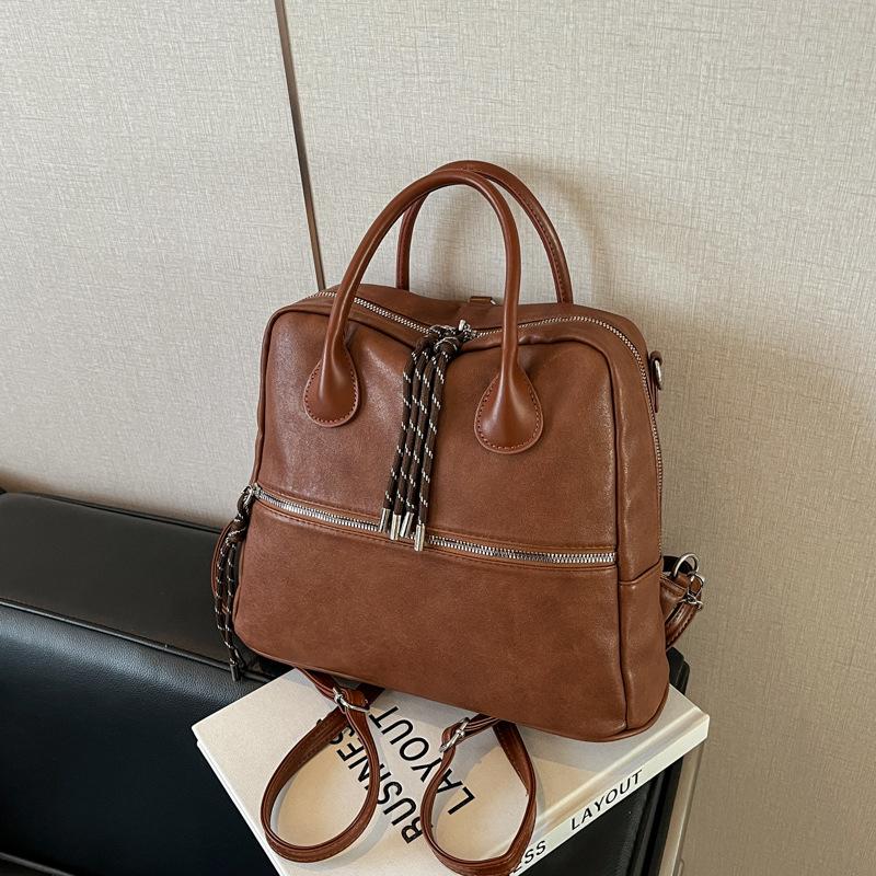 Retro commuter backpack bag women's large-capacity new high-end messenger bag casual light backpack