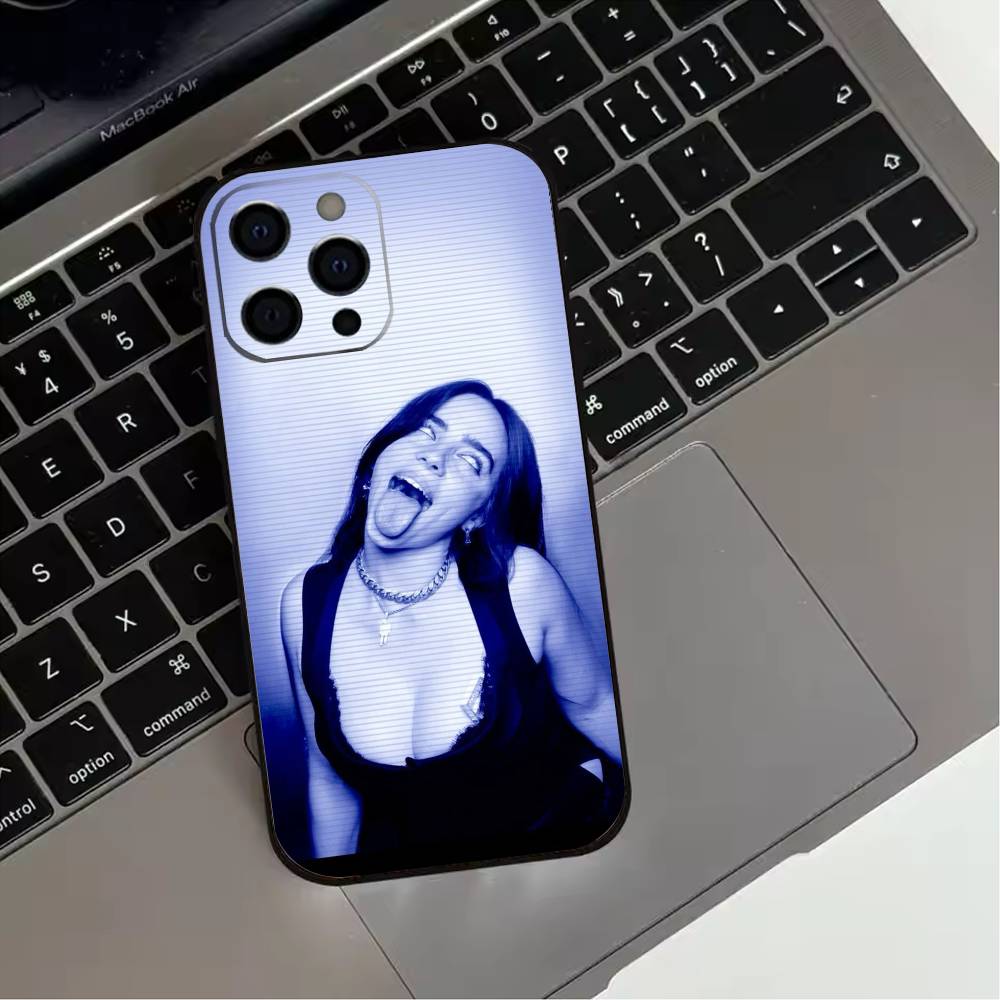 Billie B-BLUE Eilish singer Phone Case For iPhone 17,16,15,14,13,12,11 Plus,Pro Max,XS,Soft Silicone Black Cover