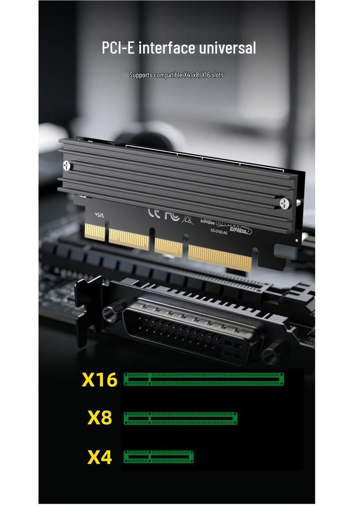 PCIe to M.2 NVMe Expansion Card: 64Gbps High-Speed Transmission, Compatible with 2230/2242/2260