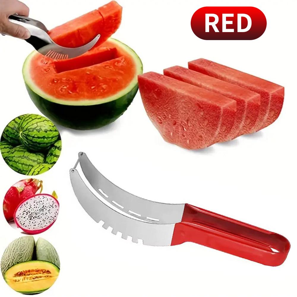 Stainless steel watermelon slicer and fruit slicer - straight blade for precise slicing, durable kitchen tool for safe and effic
