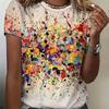 Elegant Loose Fashion And Bright Colors Printed Summer Crew Neck T-shirt Casual All-match Women 2K Top