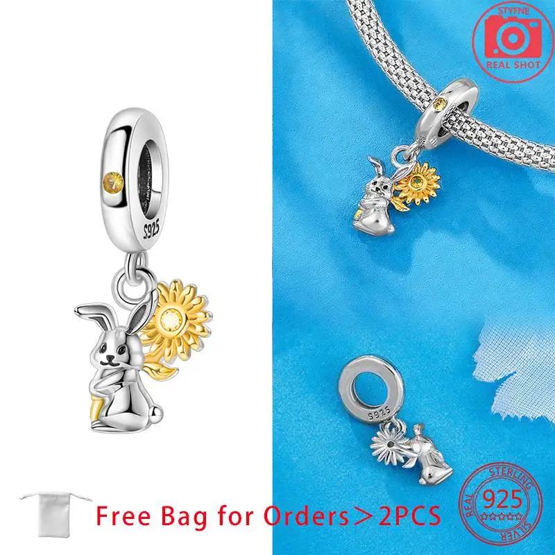 Original Copper Sunflower Charms Gold Flower Beads Fit Bracelet Accessories Women Jewelry Making Fine Jewelry Gift