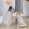 Linen men's shoes - Lazy casual loafers - One-piece slip-on flat-bottomed shoes - Breathable fisherman shoes