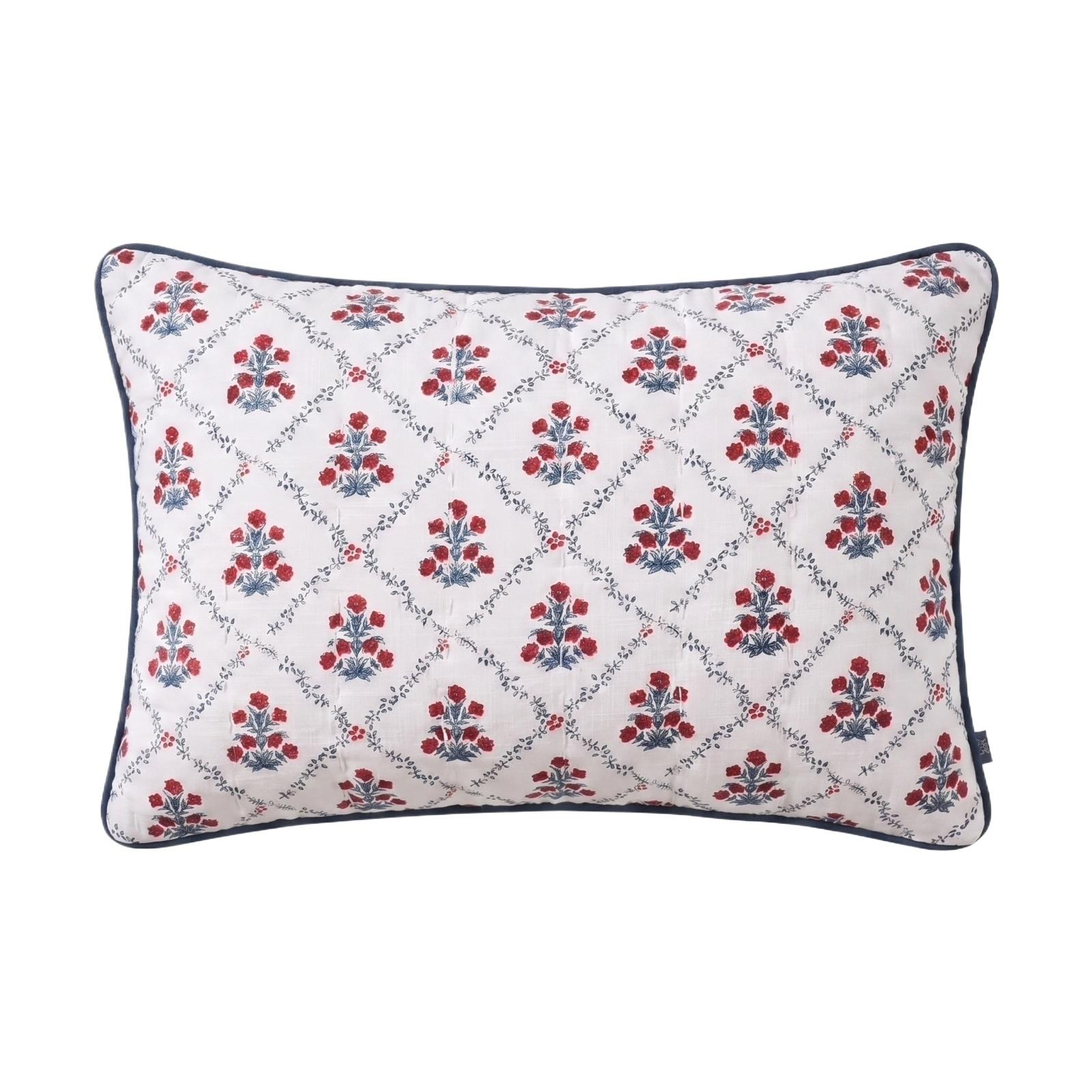 

Decorative Rectangular Throw Pillow with Floral Pattern and Quilted Design for Living Room Bedroom Sofa Use One Size