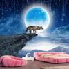 Individuelle Wandtapete in jeder Größe 3D Mond Tier Wolf Landschaft Wandaufkleber Wohnzimmer Schlafzimmer TV-Hintergrund Heimdeko Poster