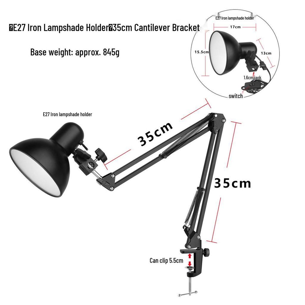 Space-saving E27 Universal Desk Lamp: Student Eye Protection Reading Light for Home or Bedside.