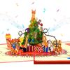 Musical Holiday Card Highlighting 3D Paper Sculpture Christmas Tree And Cats Participatory Light Consequences Artisanal Plan