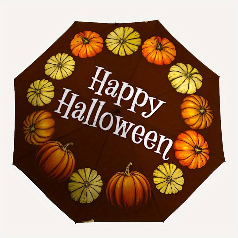 

1pc Pumpkin Halloween Automatic Umbrella High Quality Canopy, Portable Folding Umbrella with, Ideal Gift for - Travel, Everyday, Formal Events, Stylis