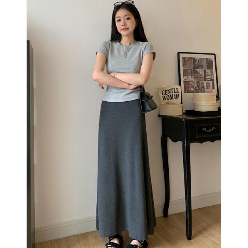 Ice Silk Midi Skirt: Women's Korean Style Summer Casual Bodycon Slimming Skirt