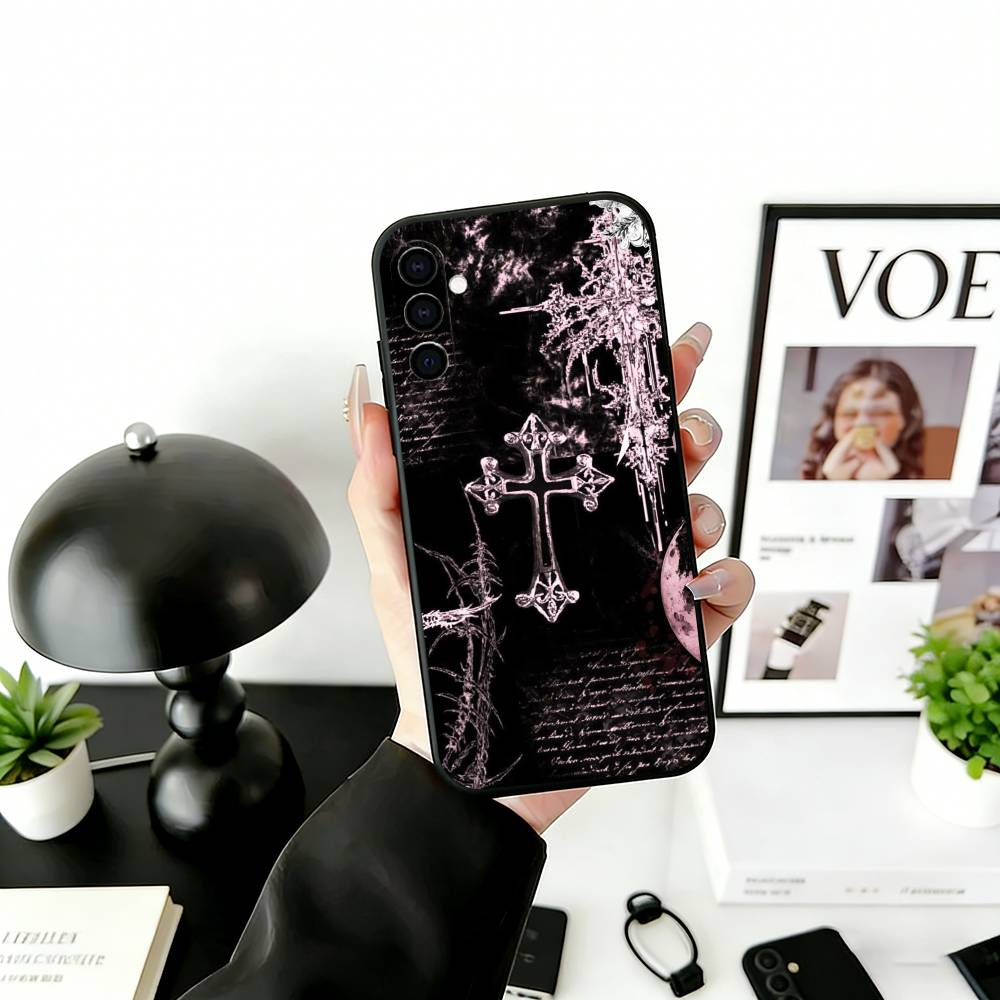 

G-Gothic D-Dark A-Aesthetic Phone Case Black Silicone Soft For Samsung Galaxy A73,A72,A71,A70,A53,A52,A51 Samsung a12