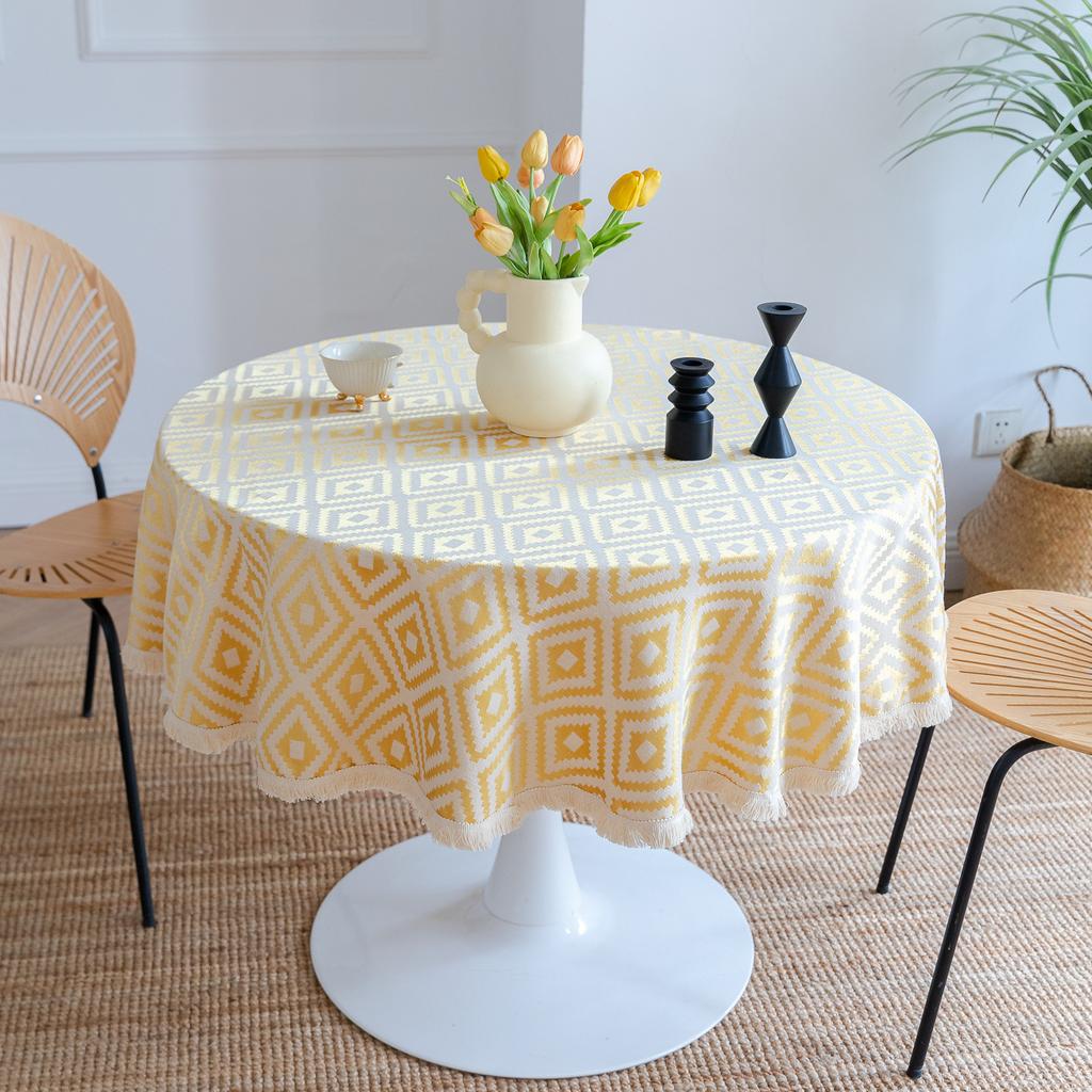 Rural Dining Table Fabric Tassel Cotton And Linen Color Embroidery Long Table Flag Holiday Decoration Cover Cloth