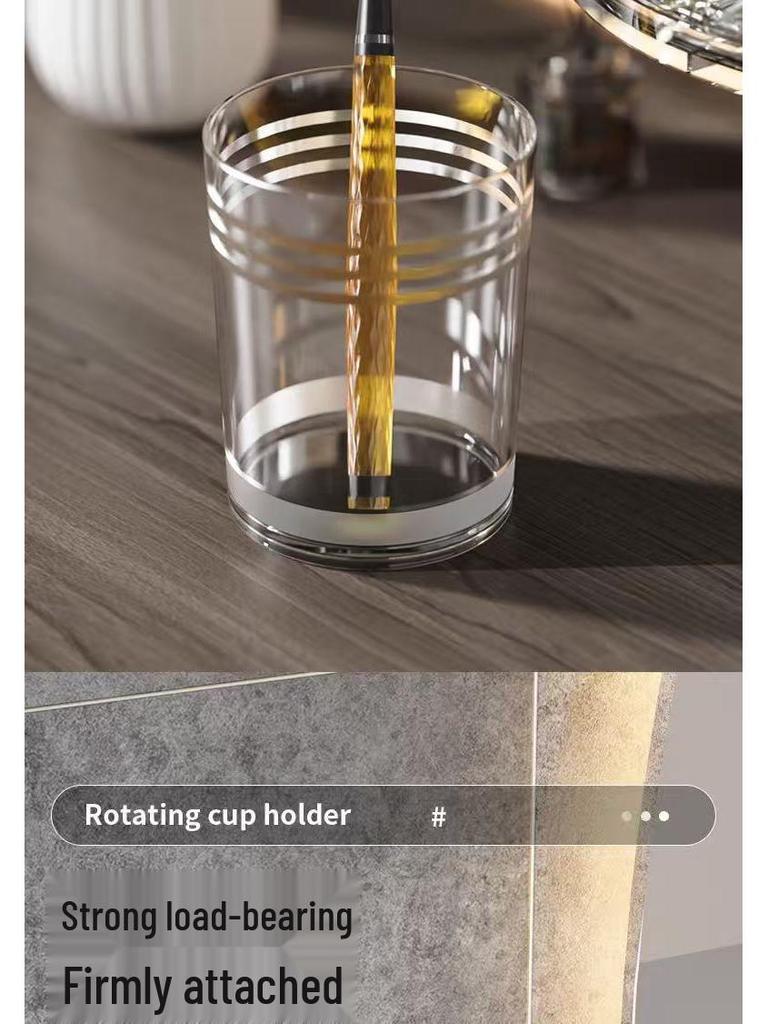 Wall-Mounted Rotating Bathroom Toothbrush & Mouthwash Cup Holder - Punch-Free Storage Solution
