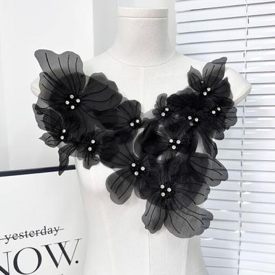 Handmade Cloth Patch Lace Fabric Cloth Applique Garment Decoration Flower Applique  Sewing