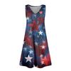 Damen Sommer Lässiger Sonnenschutzrock Mit Tasche V-Ausschnitt Unabhängigkeitstag Bedrucktes Lockeres Westenkleid