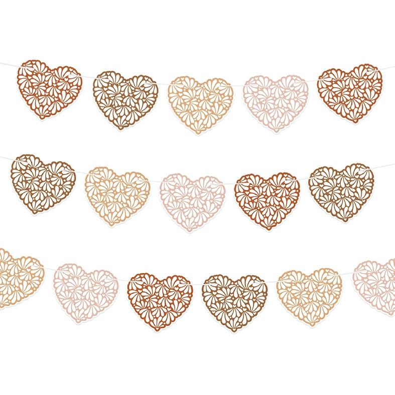 Talavera Cielito Lindo Heart Banner - 2 PCS Papel Picado Hearts Garland, Mexican Wedding decorations for Cinco de Mayo, Baby Shower or Boho Party