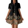 Women Casual Loose Fit Dress Button Front Shirt Dress Short Sleeve Collared Dress Summer Daily Wear