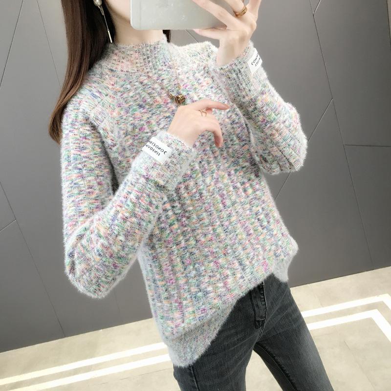 Podzim Zima Kašmírový svetr Dámské pulovry Volné kašmírové svetry Dámský svetr s dlouhým rukávem Dívčí