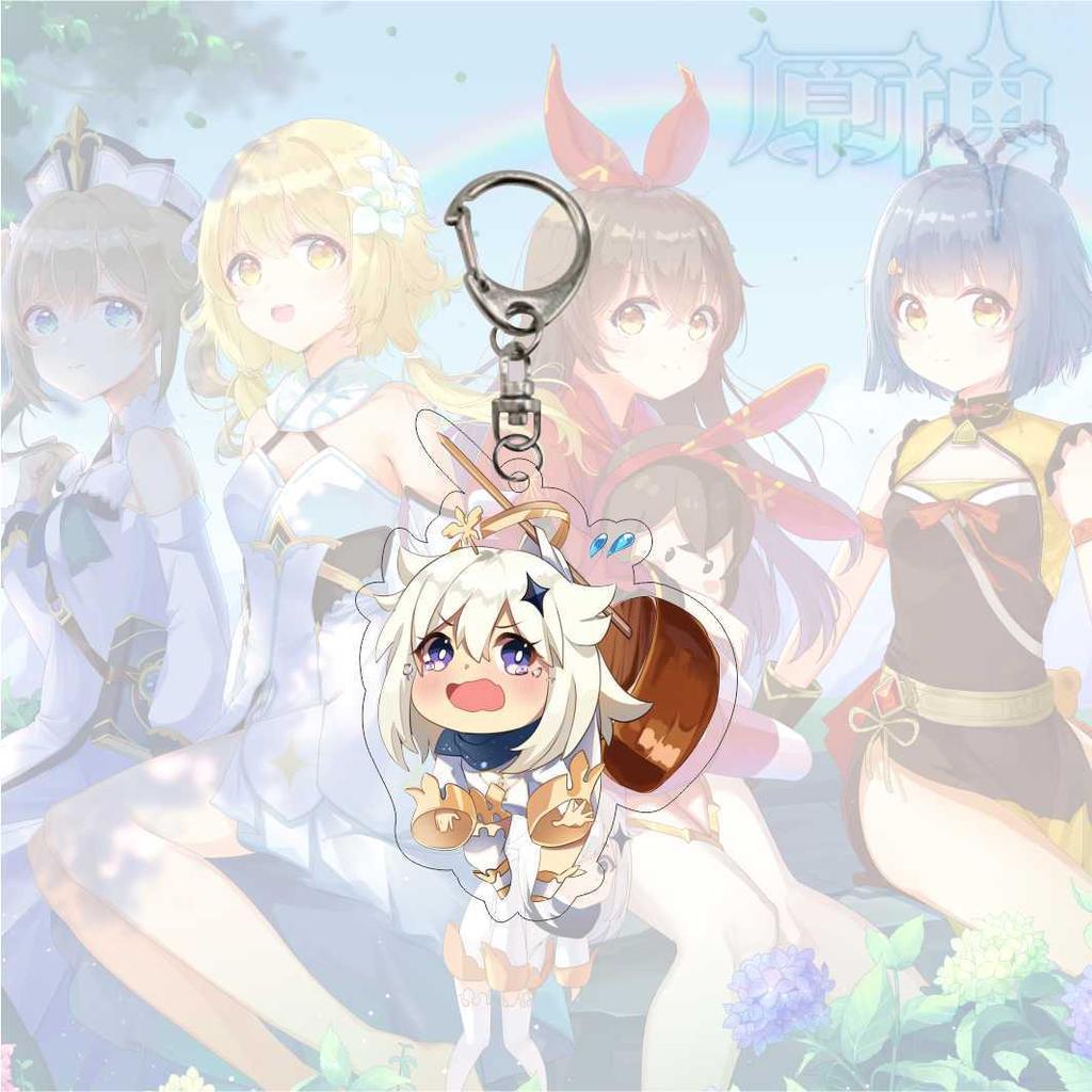 Cartoon Anime Genshin Impact Keychain Acrylic Double Sided Transparent Key Chain Ring Keyring Accessories Jewelry For Fans Gifts