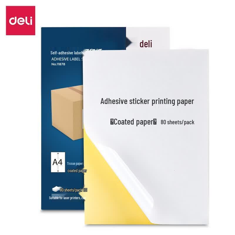Deli A4 Glossy Self-Adhesive Label Paper, 400 Sheets