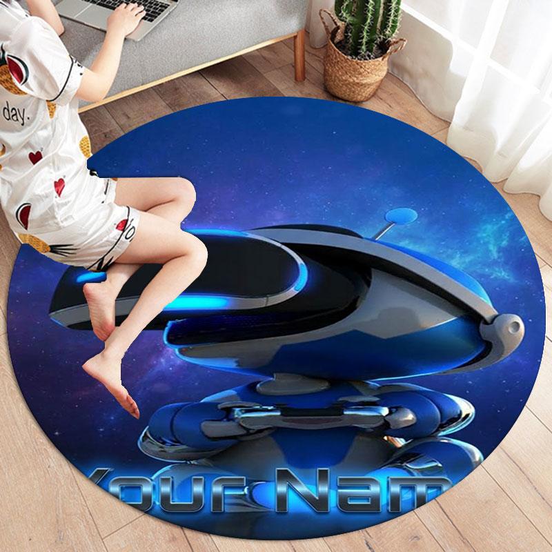 ASTRO BOT Custom Name Round Area Rug,Carpet Rug for Living Room Bedroom Sofa Playroom Decor,Non-slip Floor Mat