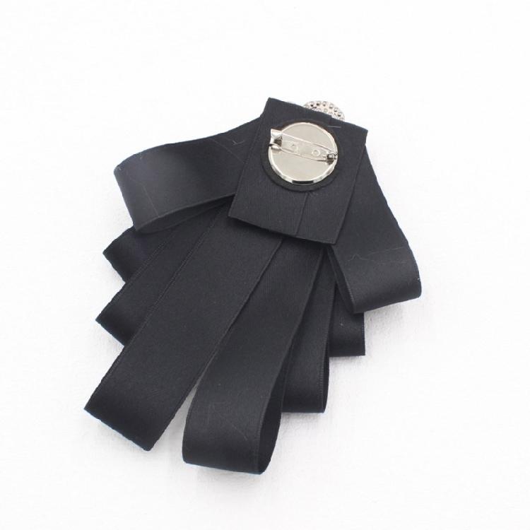 Ribbon Bows Brooch Rhinestones Pretied Bowtie for Women Men Wedding Party Christmas Ceremony Crystal Bowknot Neck Tie