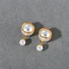 Niche Design Sense Of Simple Size Pearl Earrings Stud Earrings Irregular Strip Circle Pearl Earrings