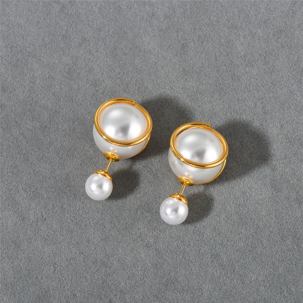 Niche Design Sense Of Simple Size Pearl Earrings Stud Earrings Irregular Strip Circle Pearl Earrings