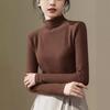 Women's Half High Neck Long Sleeve Slim Fit Top Solid Color Winter Warm T-Shirt