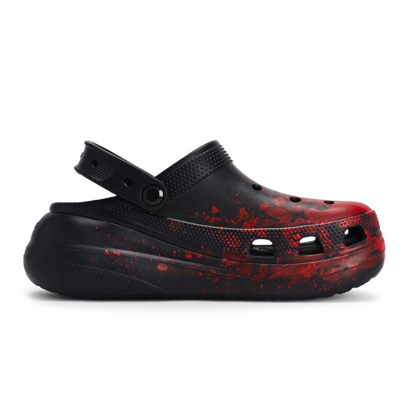 Crocs Classic Clog 811 Made Escape from the Scene Special Shoe Box Fluid Ink Splash Hole Shoes Unisex Style Black and Red