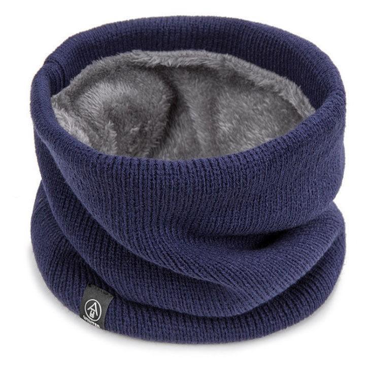 Bufanda de felpa de invierno sólida de lana tejida para mujer, pañuelo tipo bandana con anillo de vellón, calentador de cuello, diadema de cachemira gruesa, máscara de esquí
