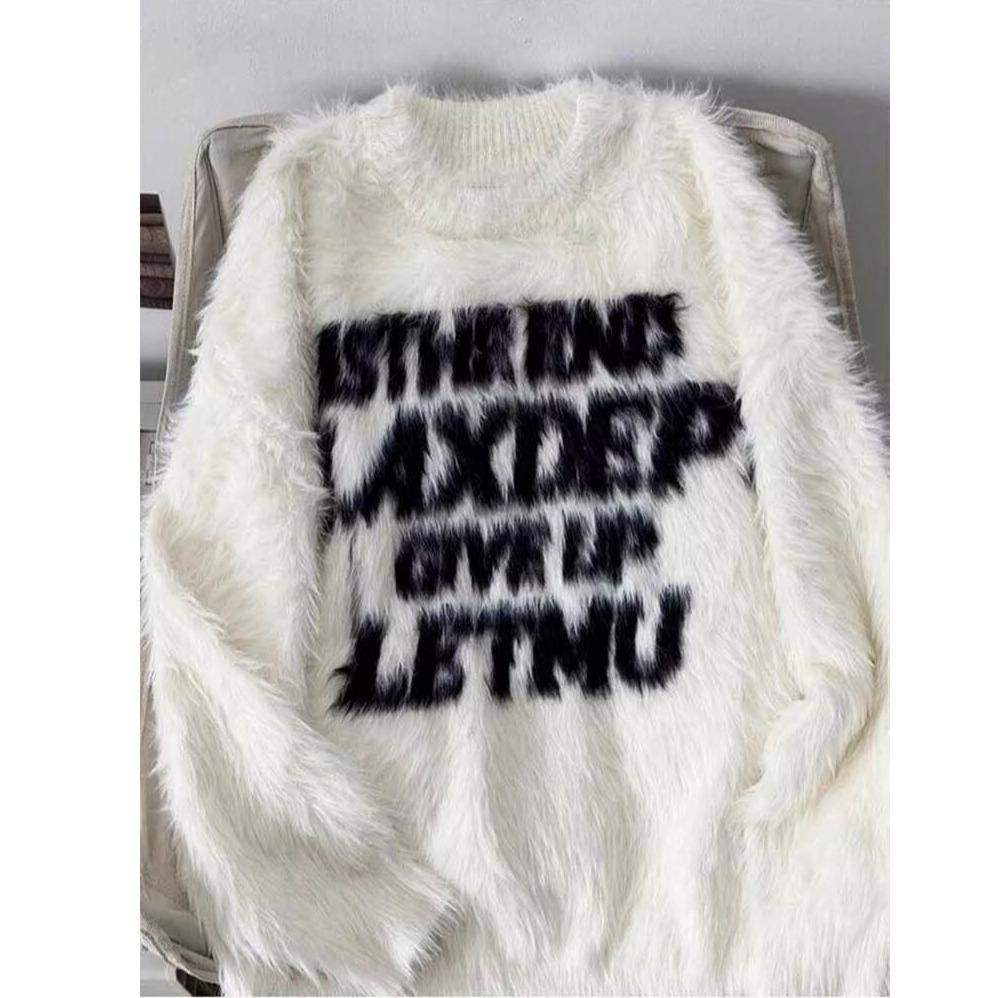 Унисекс Пуловер с круглым вырезом - Модный Свободный Удобный трикотаж для осенизимы L белый 2560₽