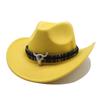 Cappello da Cowboy Western Vento Corno Lana Cappello a Cilindro Jazz Uomo e Donna Etnico Feltro Cappello a Tesa Larga