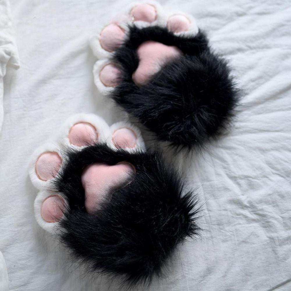 Knarriga Kig Plysch Kattpote Handskar Tecknad Kattklo Vantar Cosplay Kostymhandskar Cosplay Rekvisita