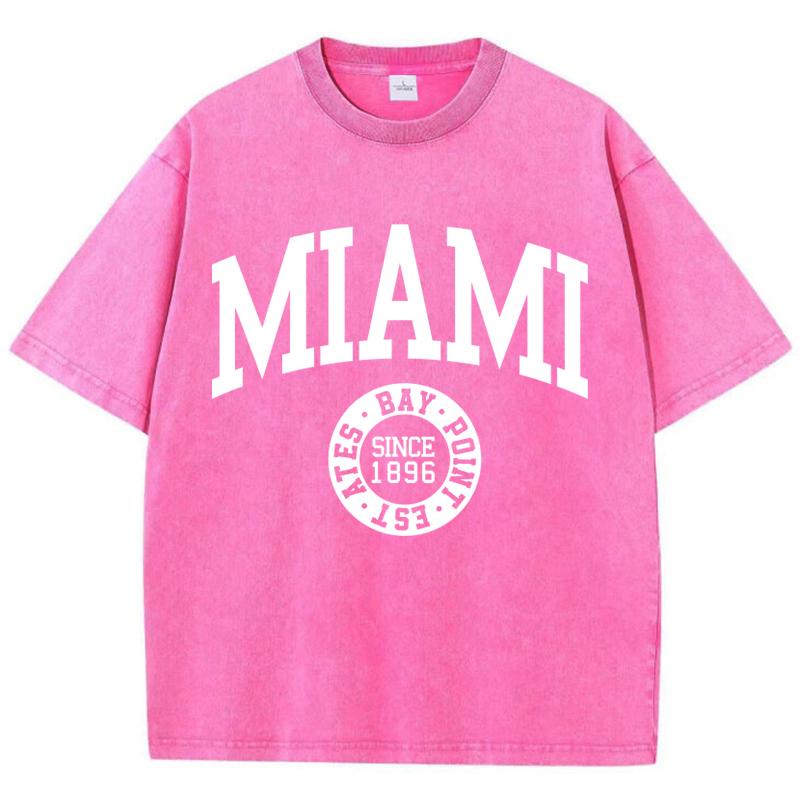 Womans Cotton Washed T-Shirts Trend Distressed Loose Tees Los Angeles 1996 Printing Short Sleeve Summer Street Female Clothes