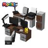 MOOXI City Office Desk Set MOC Bricks Street View Study Model Action Figure Parts Building Blocks Kids Toys For Children MOC0030