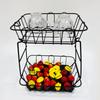 2 Layer Iron Fruit And Vegetable Holder For Countertop Organizing With Rusts Resistant Coating Tiered Fruit Basket