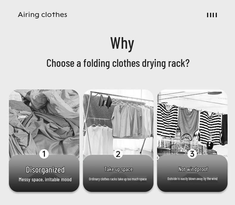 Skládací sušák na prádlo na zeď - Bez vrtání, pro použití v koupelně/na balkoně, Neviditelný vnitřní věšák.