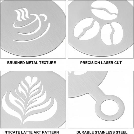 6 Coffee Stencils,Coffee Stencils Latte Art, Reble Templates for Baristas and Home Use, Professional Tool for Decorating Coffee, Perfect for