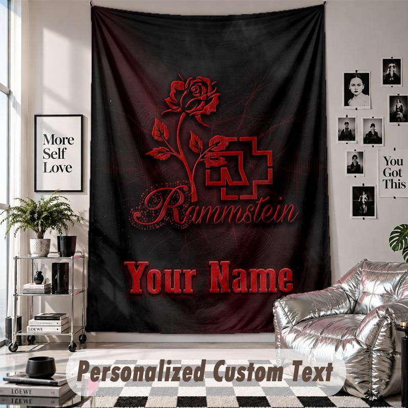 Wall Hanging Tapestry With Custom Name & Text, Rammstein Decorative Tapestry For Bedroom
