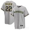 Men Women Unisex Baseball Jersey Shirt Yelich 22 Milwaukee Brewers Fan Apparel Short Sleeve Cotton V-Neck Sport Tee