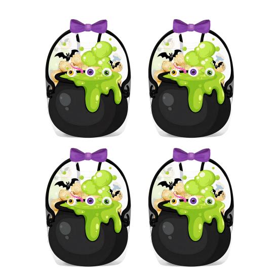 Holiday Treat Bag 2/4/6Pcs Clear Gift for Halloween Christmas, Goodie Candy Bags Packaging with Handle, Resealable Sealed Pouch Party Favors