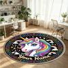 Wild Animals (392) Theme Round Crystal Velvet Rug Custom Name Text Personalized Floor Mat Home Decor Non Slip Crystal Carpet