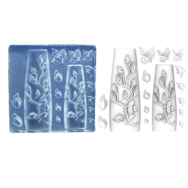 Sturdy Carving Flower Nail Art Mold Silicone Template for Crafting Elegant 3D Floral Resin Nail Art Decorations
