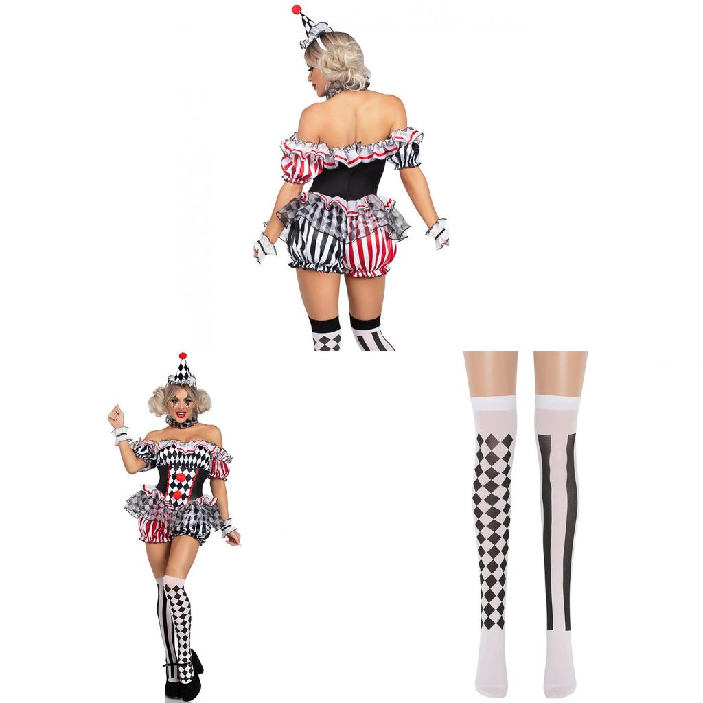 Female Clown Cosplay Outfit With Polyester Material For Party And Role Play