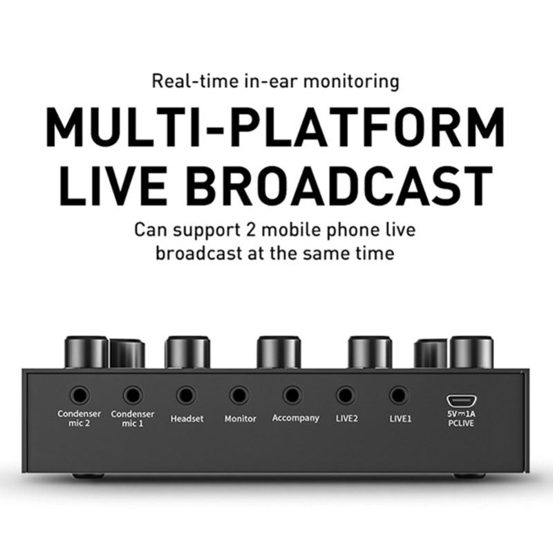 Quality Live Sound Card for Clear Recording Easy Plugs &Play Interfaces Clearly Sound Capturing Easy to Use Sound Mixer