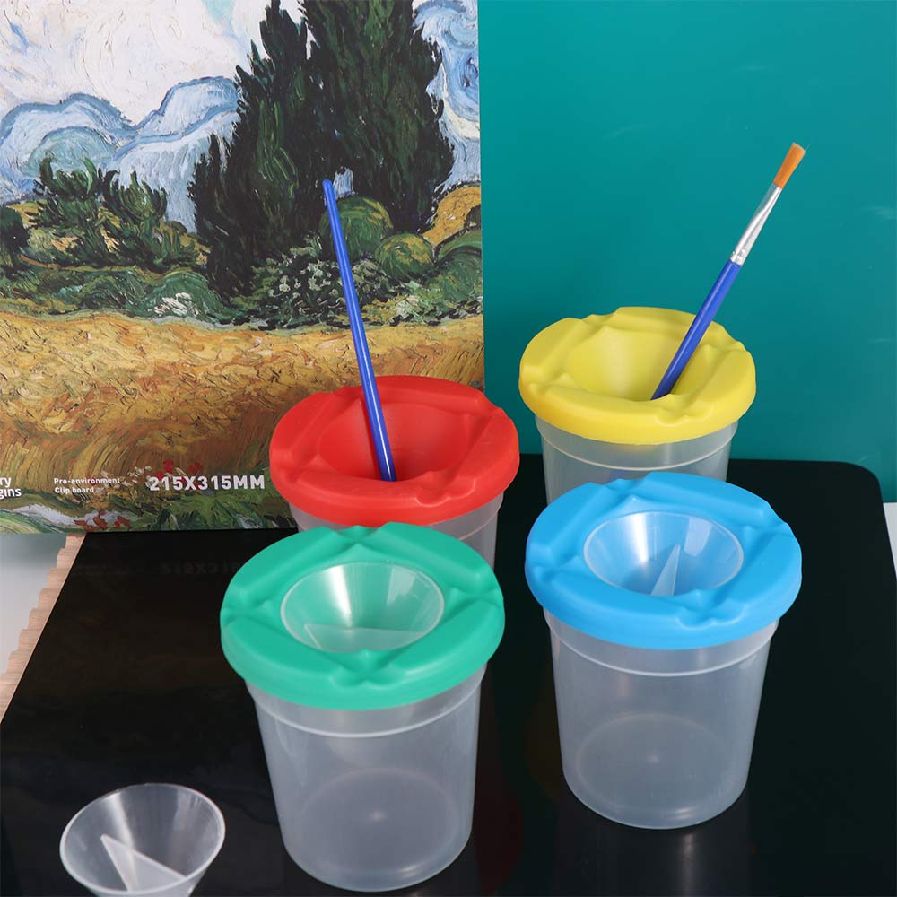 Multifunctional Painting Pen Washing Cup Plastic Transparent Children Paint Cups Convenient School Supplies
