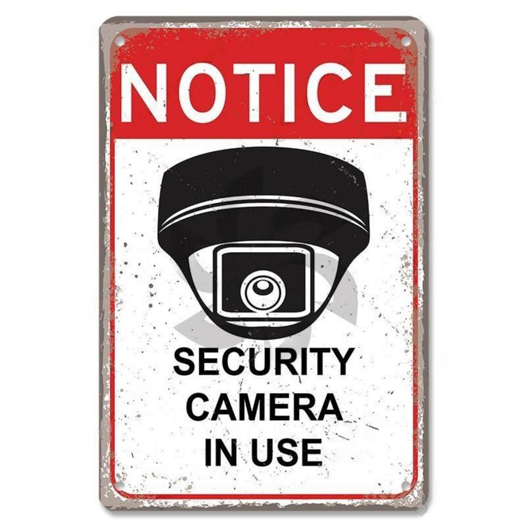 Warning CCTV Tin Signs Metal Plaque Notice 24 Hour Security Camera Vintage Poster Metal Plate Wall Decor for Mall Shop Bar Ho