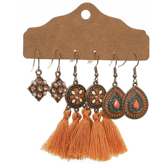 

3 Pair Earrings Retro Style Tassel Design Alloy Women Fashion Dangle Earrings for Gifts 0014