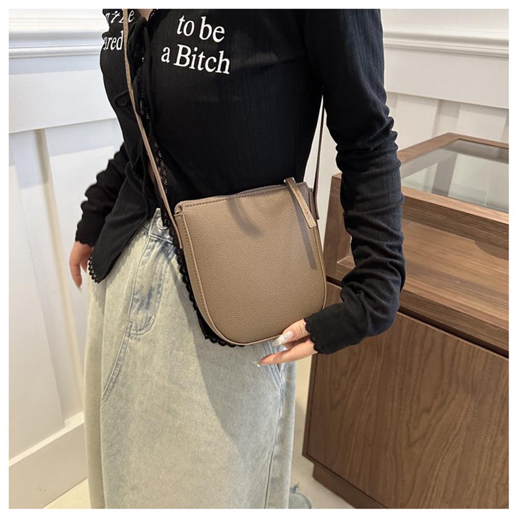 Solid Color Pu Shoulder Bags for Women Girls Zipper Ladies Crossbody Phone Bag Travel Phone Key Coin Card Storage Pouch