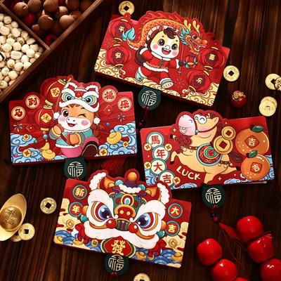 Paper Horse Year Red Envelope Red Color Folding Style Folded Red Envelope 3D Design 6/10 Card Position Lucky Red Bag